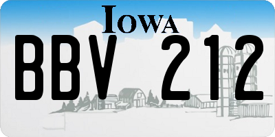IA license plate BBV212