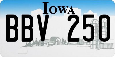 IA license plate BBV250