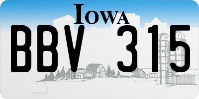 IA license plate BBV315