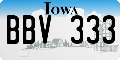 IA license plate BBV333