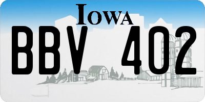 IA license plate BBV402