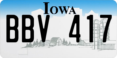 IA license plate BBV417