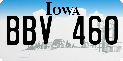 IA license plate BBV460