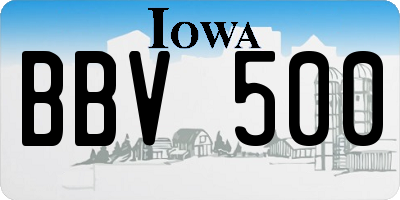 IA license plate BBV500