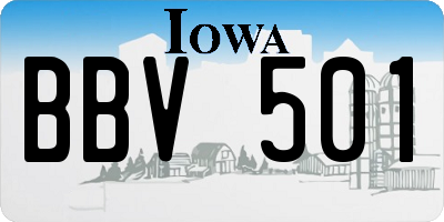 IA license plate BBV501