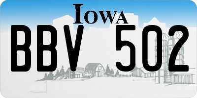 IA license plate BBV502