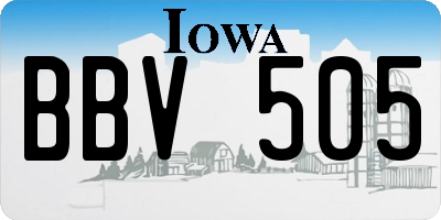 IA license plate BBV505