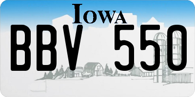 IA license plate BBV550