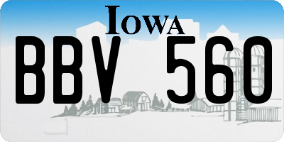 IA license plate BBV560