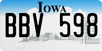 IA license plate BBV598