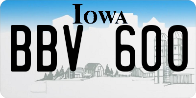 IA license plate BBV600