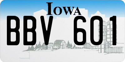 IA license plate BBV601