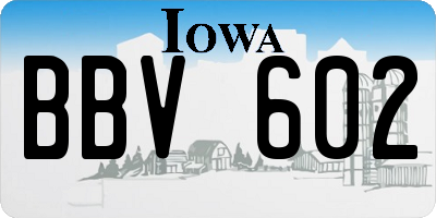 IA license plate BBV602