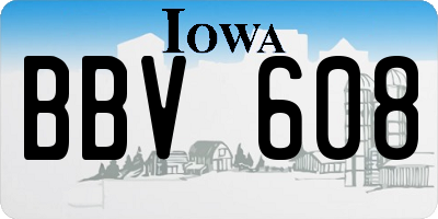 IA license plate BBV608