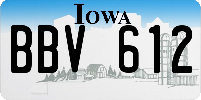IA license plate BBV612