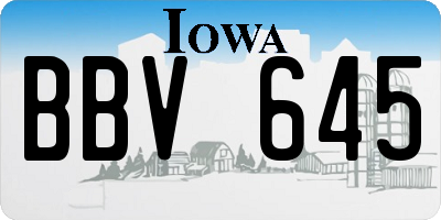 IA license plate BBV645