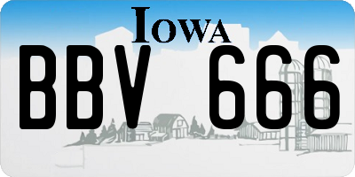 IA license plate BBV666