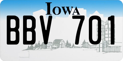 IA license plate BBV701