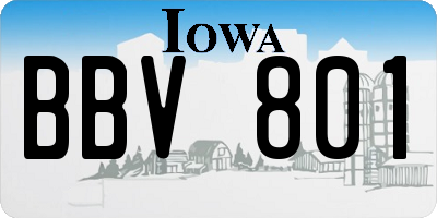 IA license plate BBV801