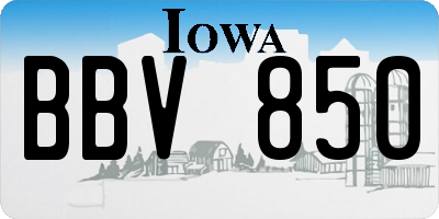 IA license plate BBV850
