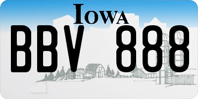 IA license plate BBV888