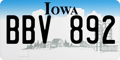 IA license plate BBV892
