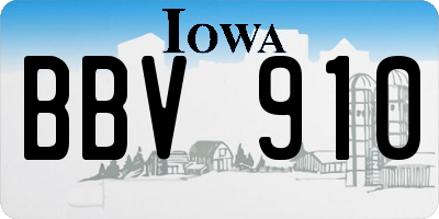 IA license plate BBV910