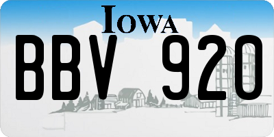 IA license plate BBV920