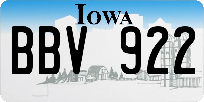 IA license plate BBV922