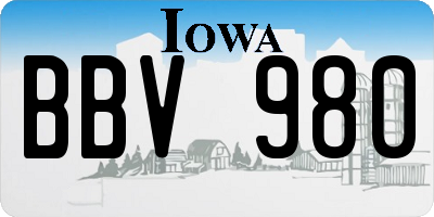IA license plate BBV980