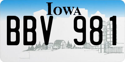 IA license plate BBV981