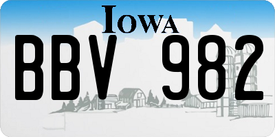 IA license plate BBV982