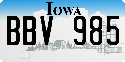 IA license plate BBV985
