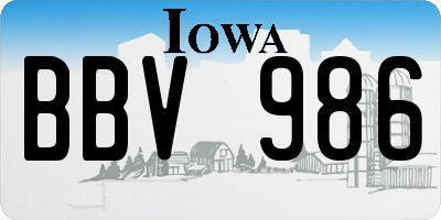 IA license plate BBV986