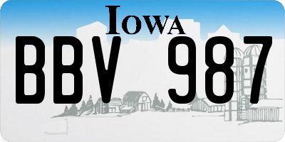 IA license plate BBV987
