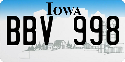 IA license plate BBV998