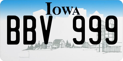 IA license plate BBV999
