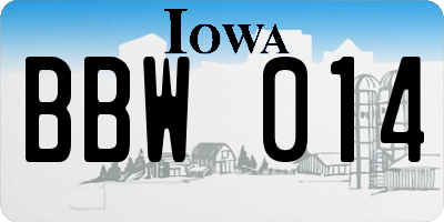 IA license plate BBW014