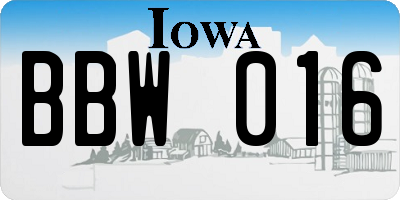 IA license plate BBW016