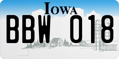 IA license plate BBW018