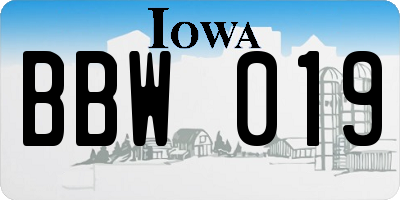 IA license plate BBW019