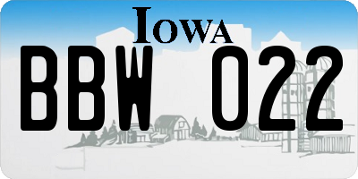 IA license plate BBW022