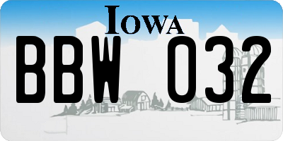 IA license plate BBW032