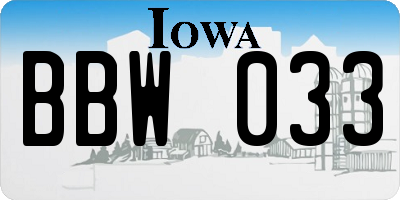 IA license plate BBW033