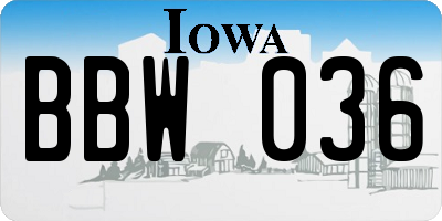 IA license plate BBW036