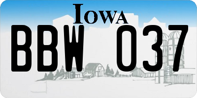 IA license plate BBW037