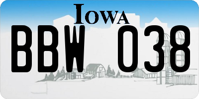 IA license plate BBW038