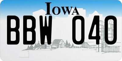 IA license plate BBW040
