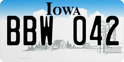 IA license plate BBW042