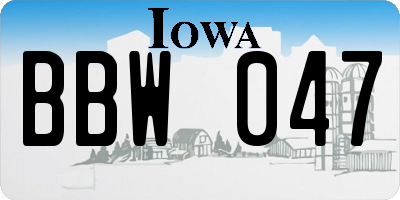 IA license plate BBW047